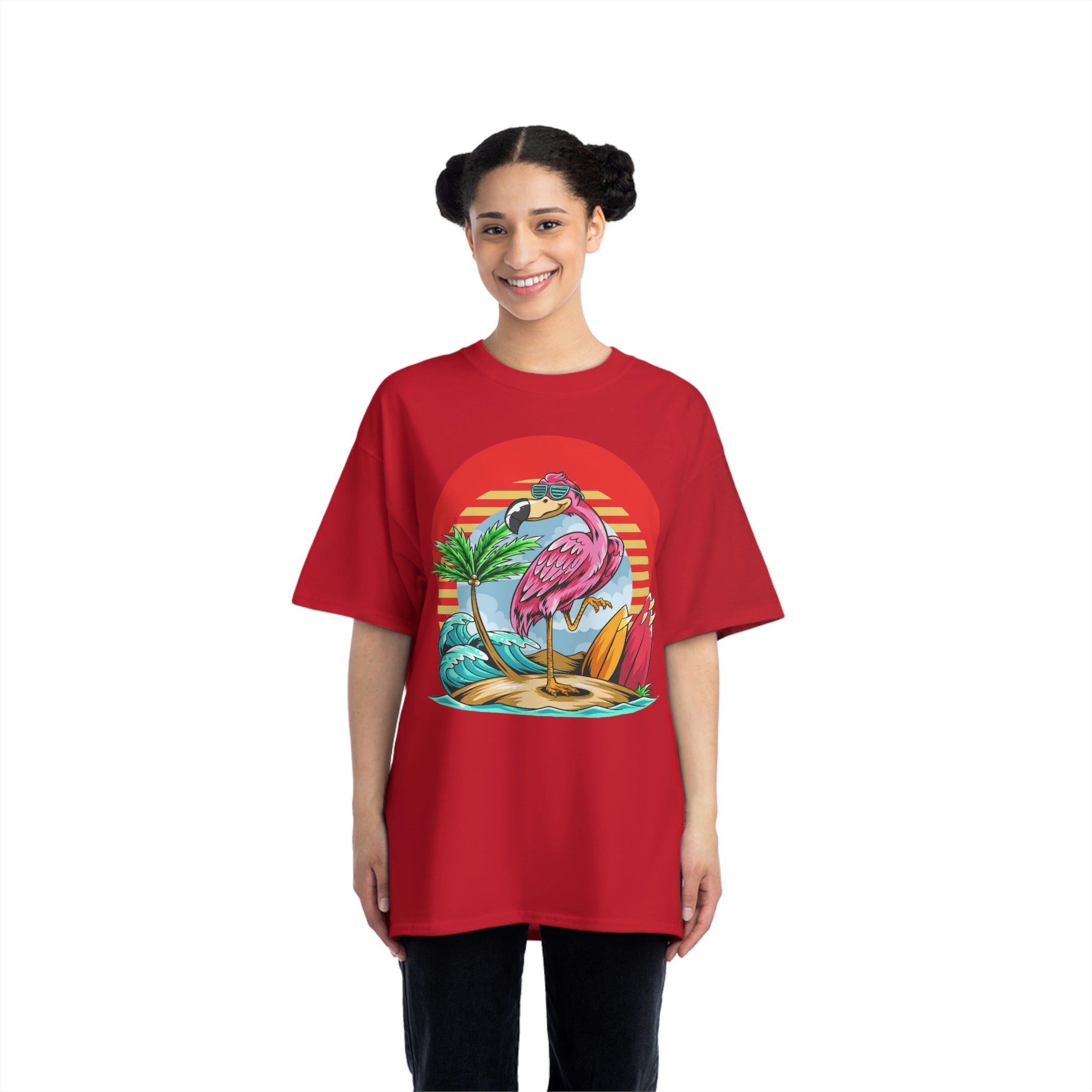 La Vida Flamingo Surfing Heavyweight Tee