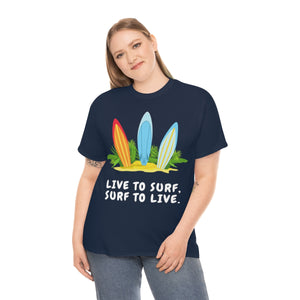 living the dream dinosaur surfer heavyweight tee