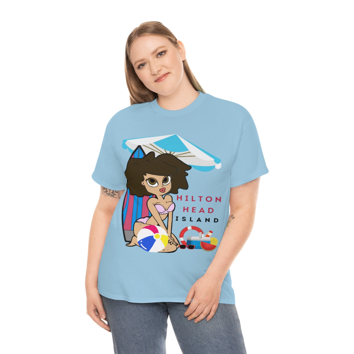 hilton head island surfer girl heavyweight tee