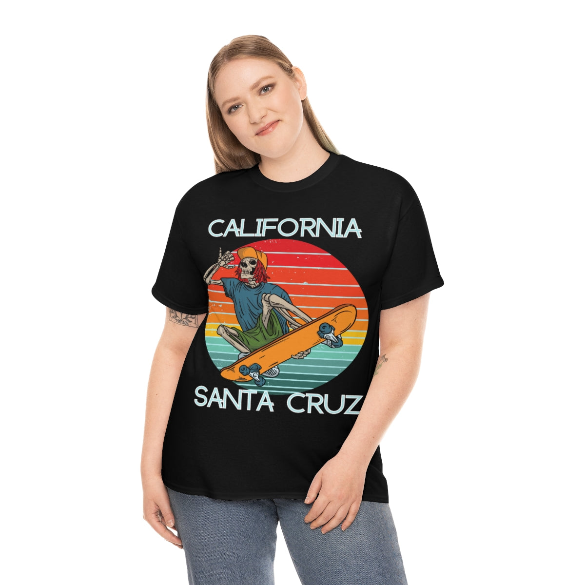 skate santa cruz skeleton snapback heavyweight tee