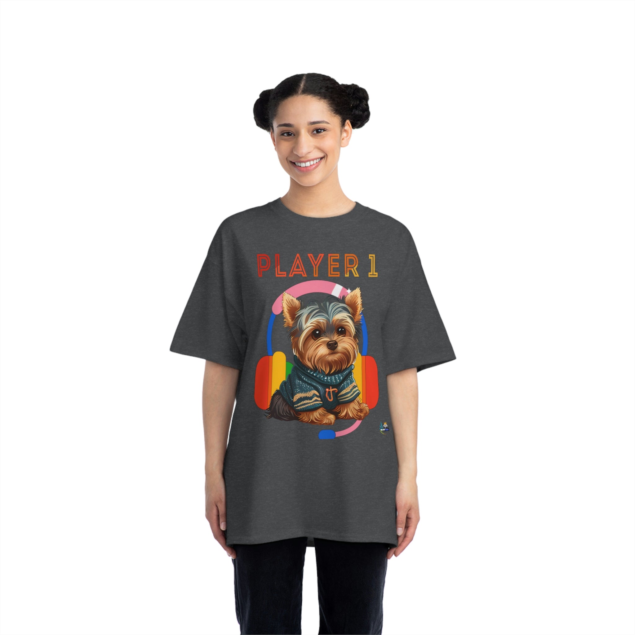 Player 1 Yorkie Heavyweight Unisex Gaming Tee