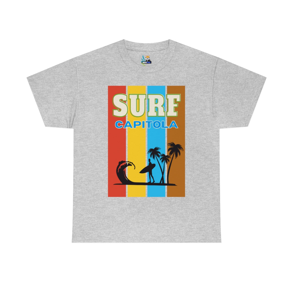 surf capitola rainbow stripe heavyweight tee