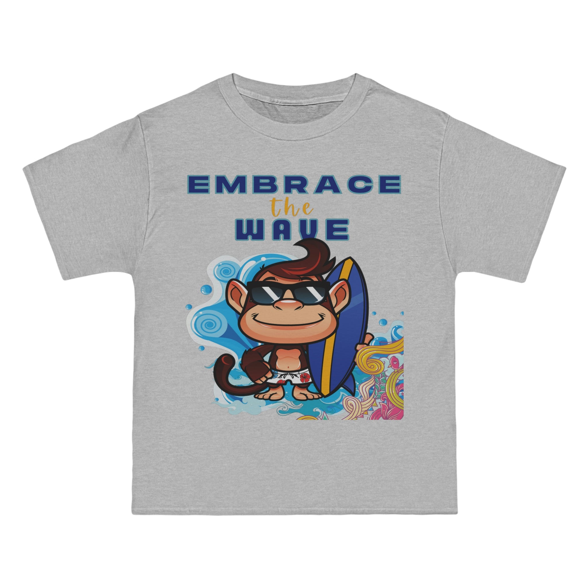 Embrace the Wave Monkey Surfer Heavyweight Tee