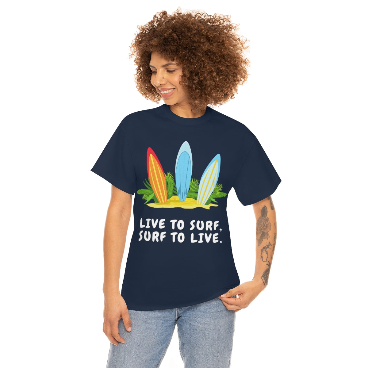 living the dream dinosaur surfer heavyweight tee