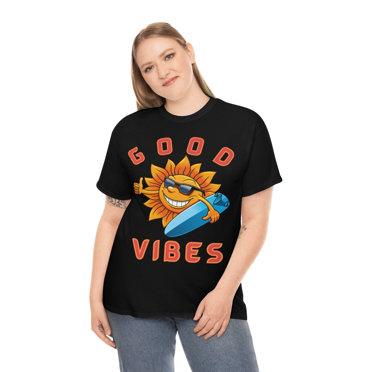 good vibes sunshine surfer heavyweight tee