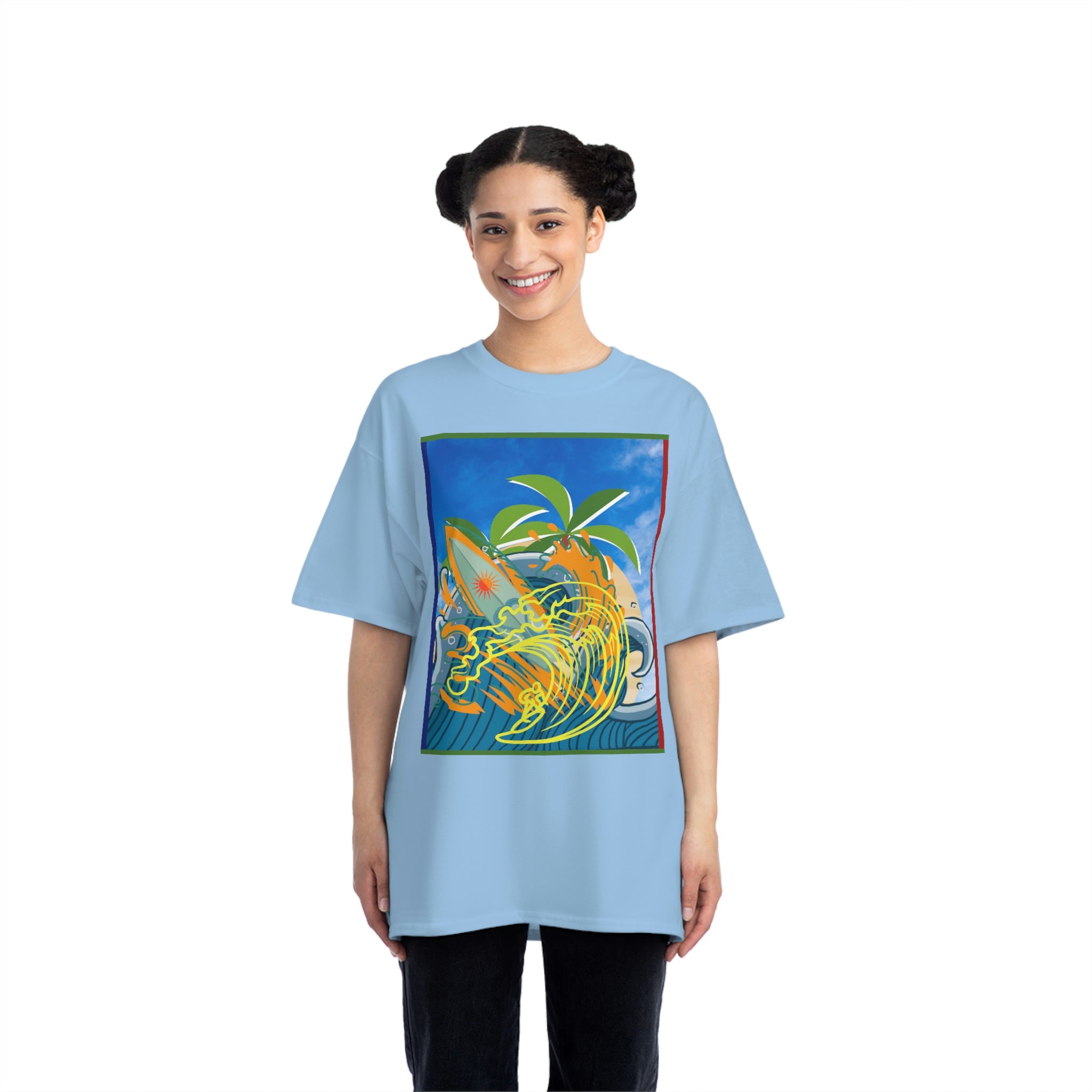 Surfing Interpretive Art Design Skyline Edition Heavyweight Tee