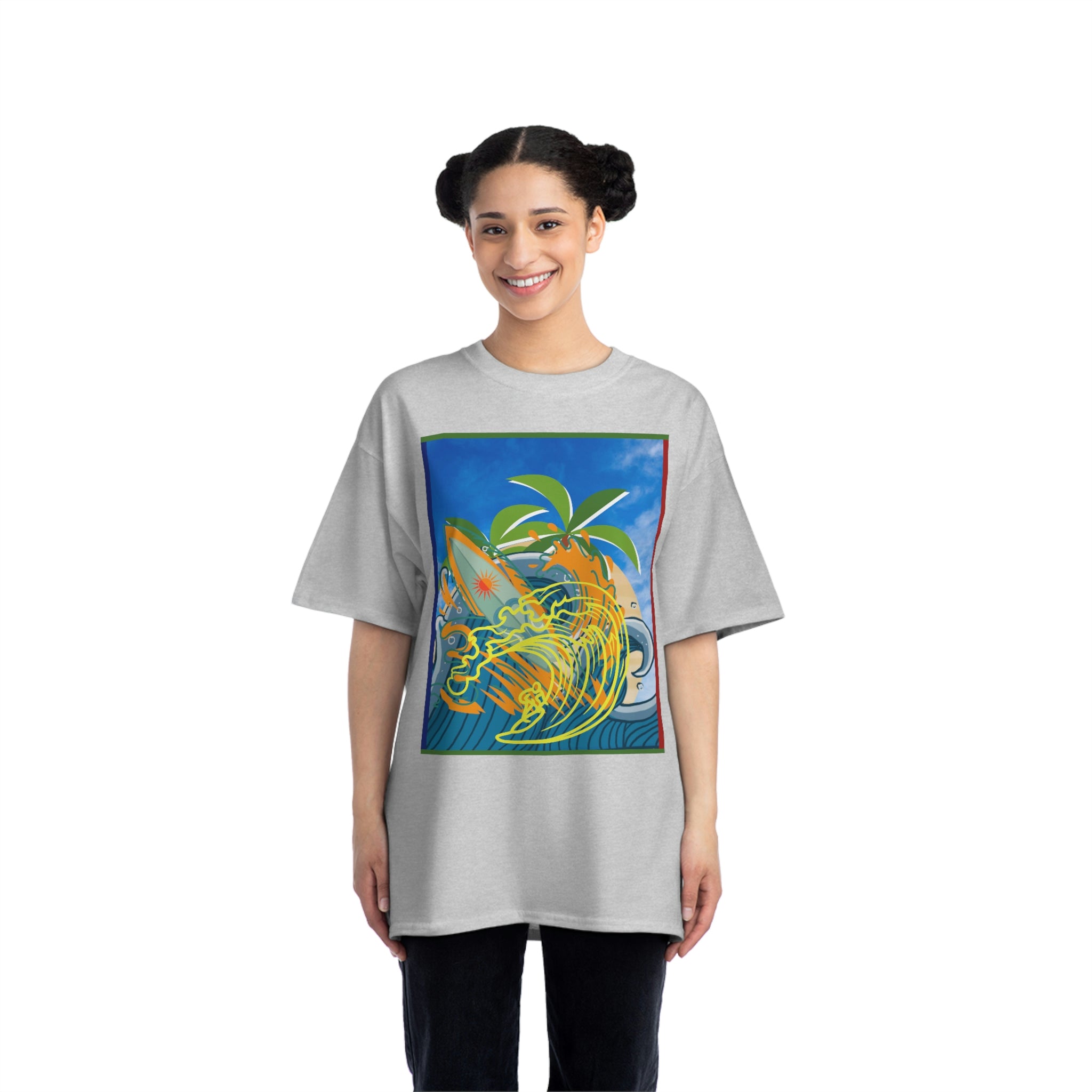 Surfing Interpretive Art Design Skyline Edition Heavyweight Tee