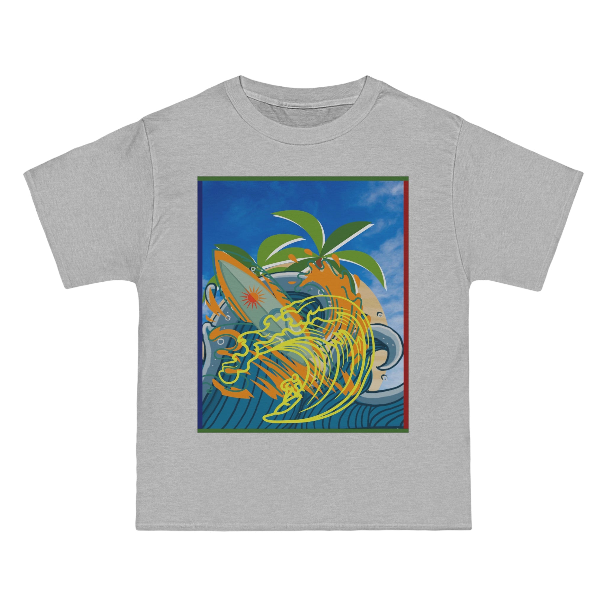 Surfing Interpretive Art Design Skyline Edition Heavyweight Tee