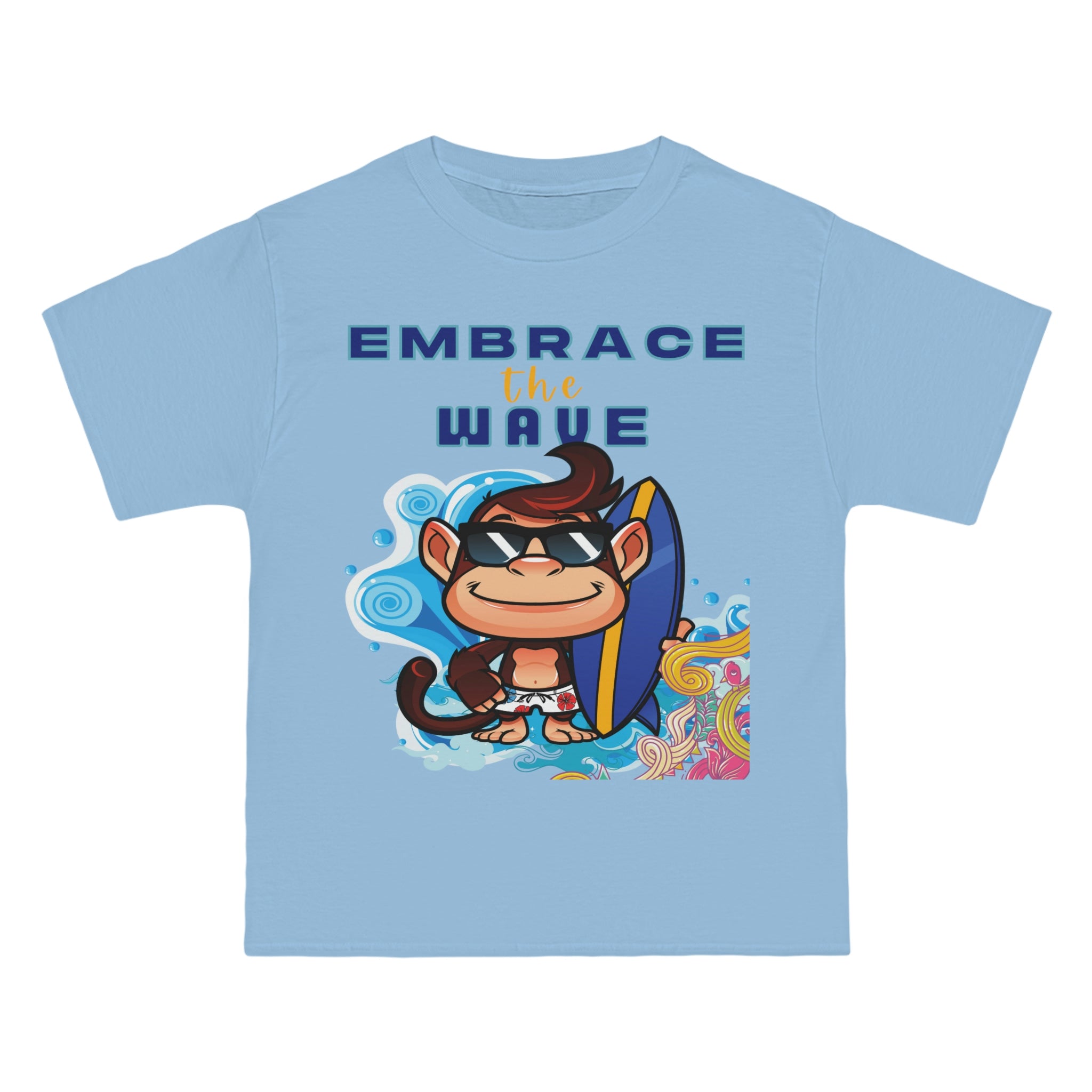 Embrace the Wave Monkey Surfer Heavyweight Tee