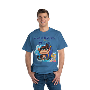 Embrace the Wave Monkey Surfer Heavyweight Tee