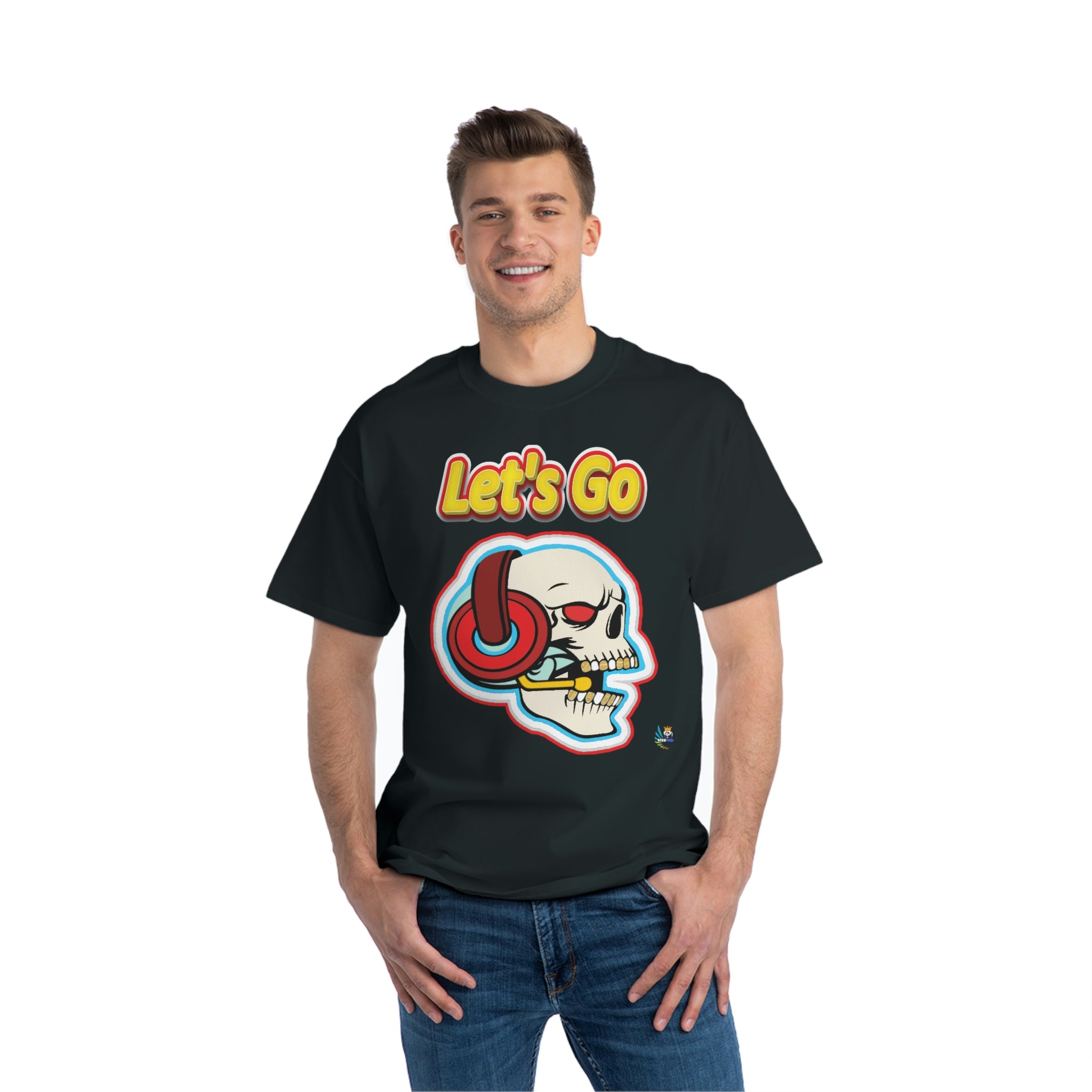 Let's Go Skull Gamer Skull Heavyweight Unisex Gaming Tee