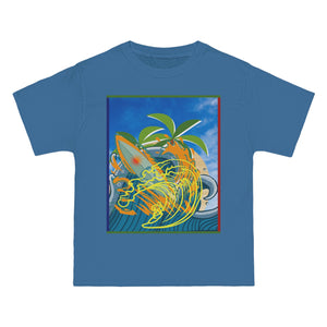 Surfing Interpretive Art Design Skyline Edition Heavyweight Tee