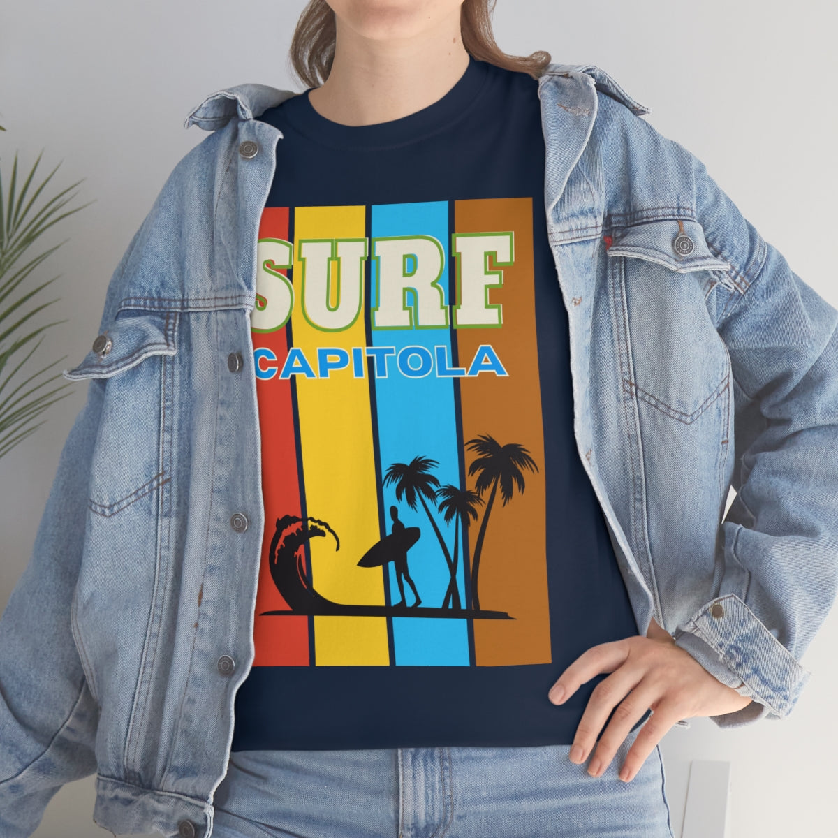 surf capitola rainbow stripe heavyweight tee