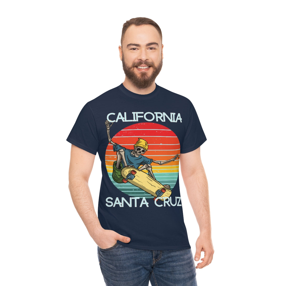 skate santa cruz skeleton beanie heavyweight tee