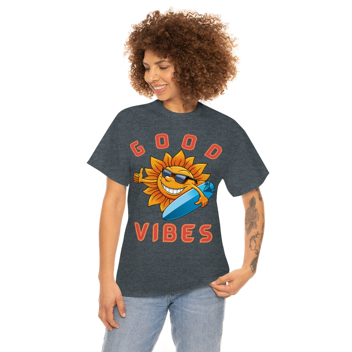 good vibes sunshine surfer heavyweight tee