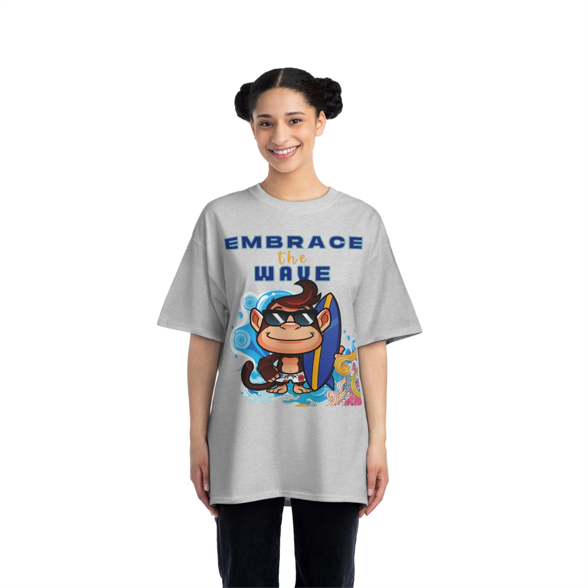 Embrace the Wave Monkey Surfer Heavyweight Tee