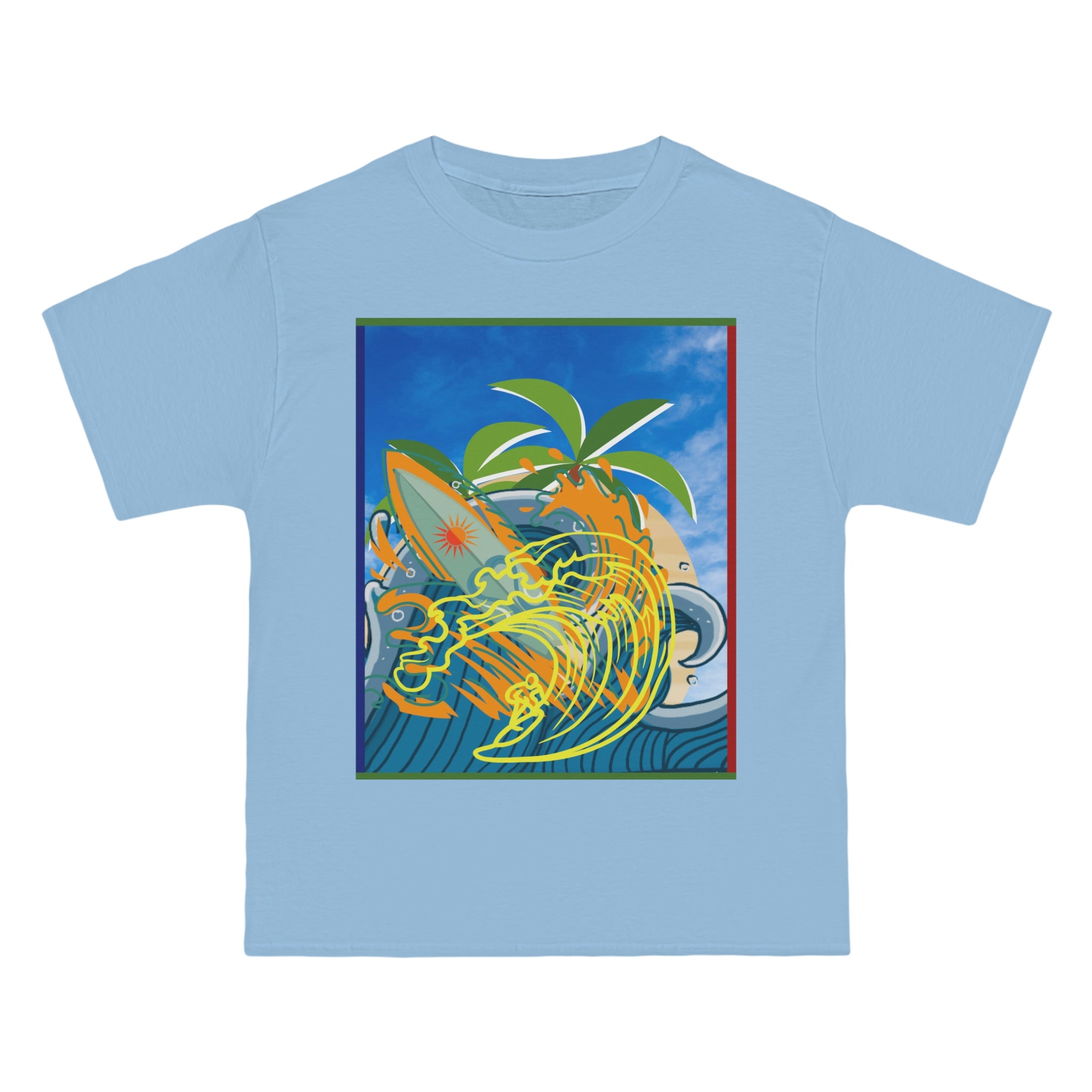 Surfing Interpretive Art Design Skyline Edition Heavyweight Tee