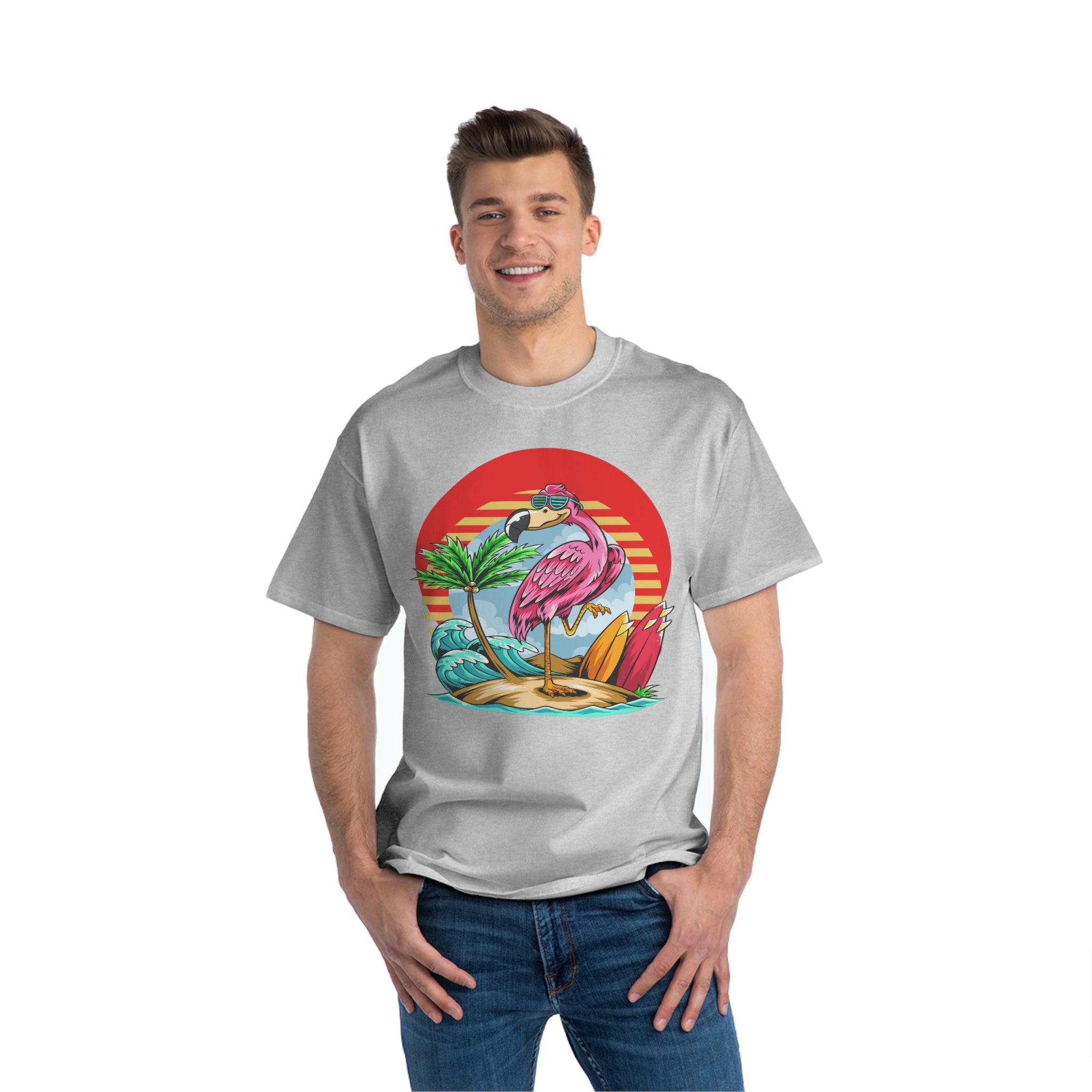 La Vida Flamingo Surfing Heavyweight Tee