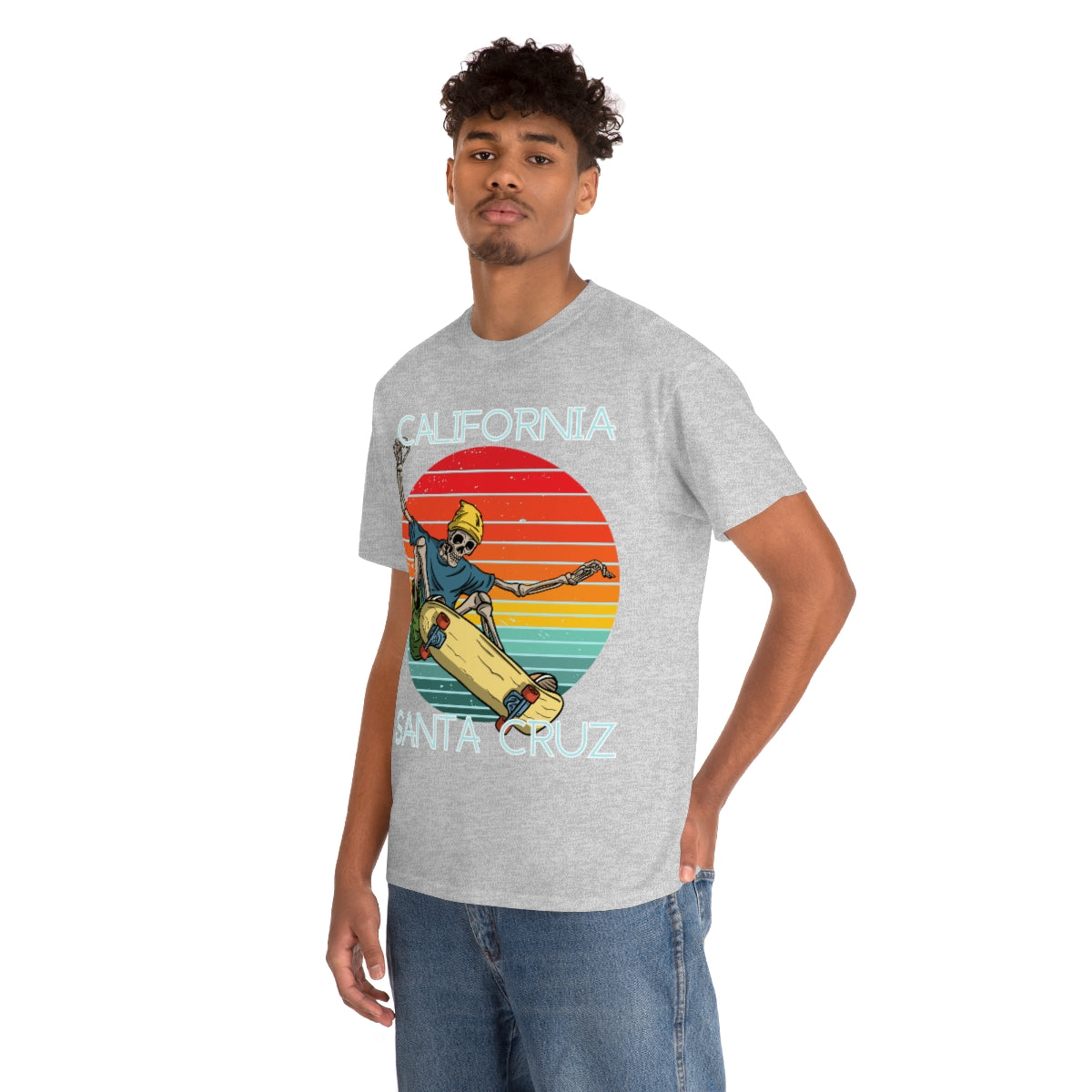 skate santa cruz skeleton beanie heavyweight tee