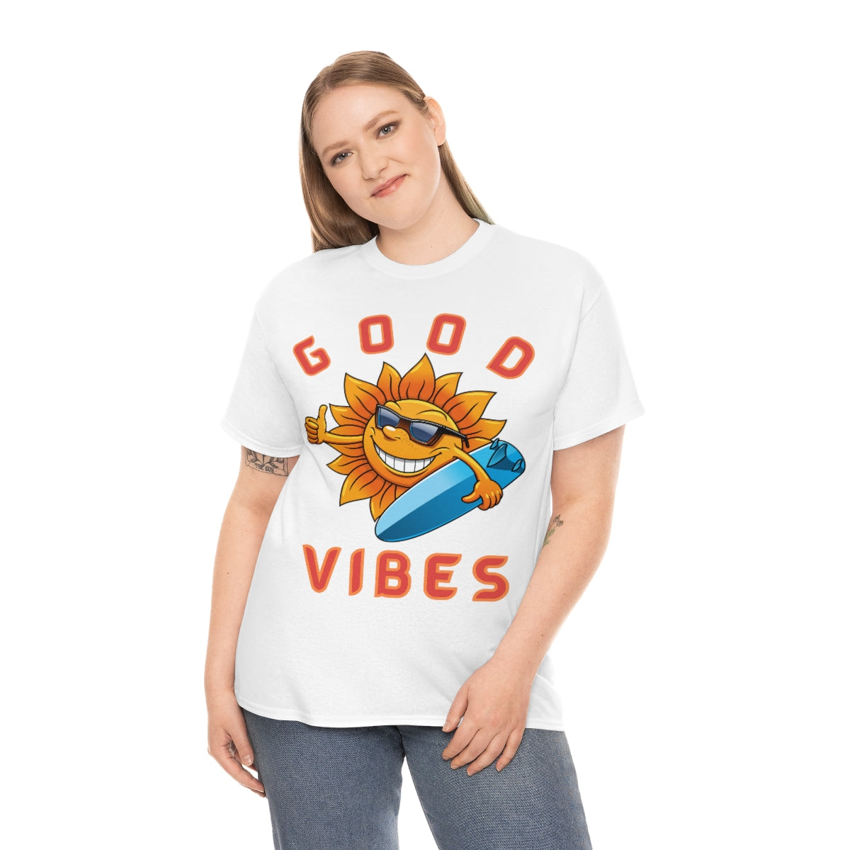 good vibes sunshine surfer heavyweight tee