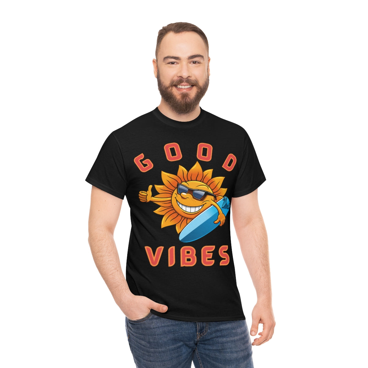 good vibes sunshine surfer heavyweight tee