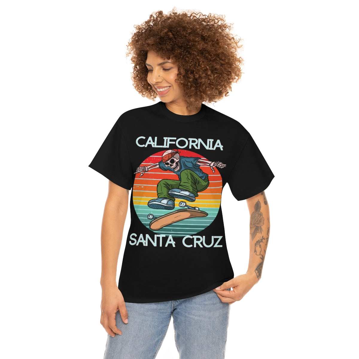 skate santa cruz skeleton bandana heavyweight tee