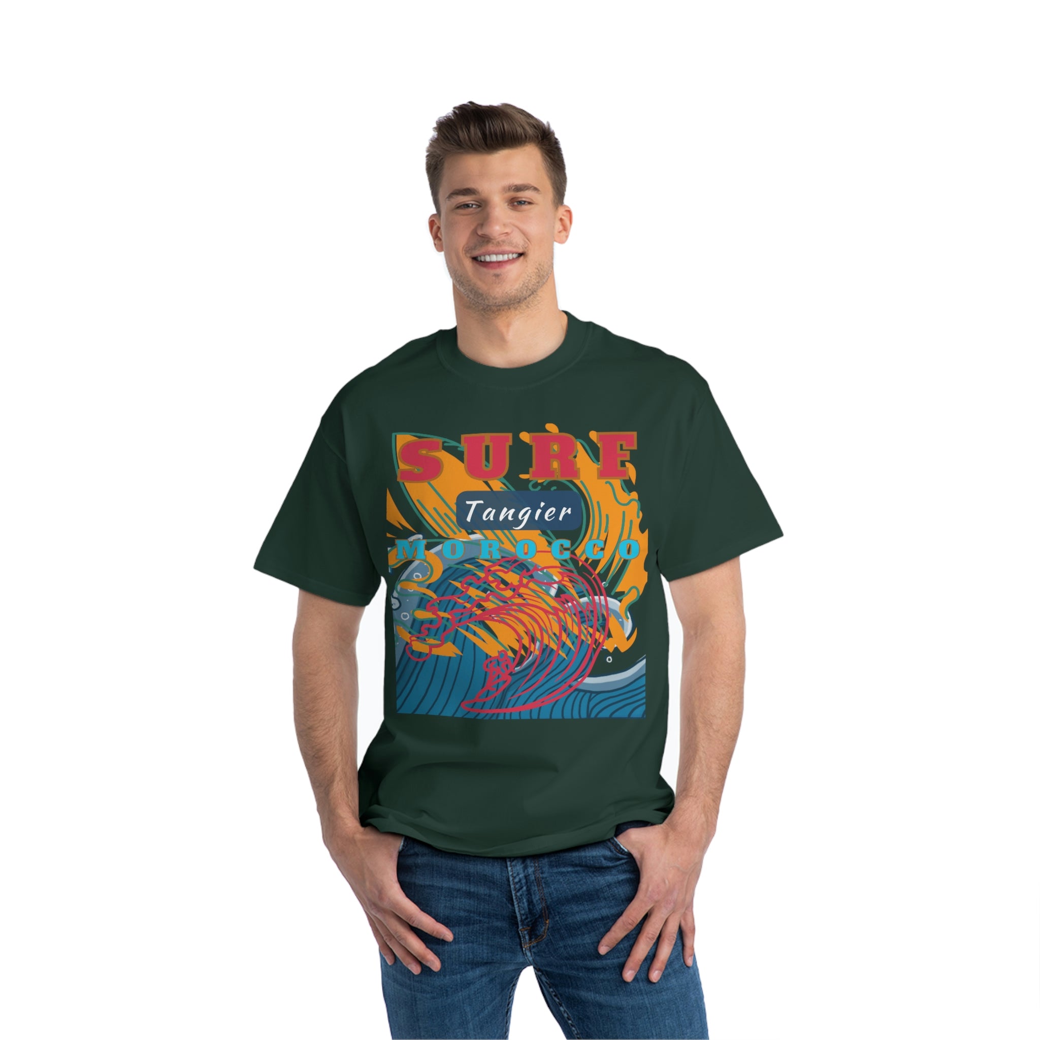 Surf Tangier Morocco Interpretive Art Design Heavyweight Tee