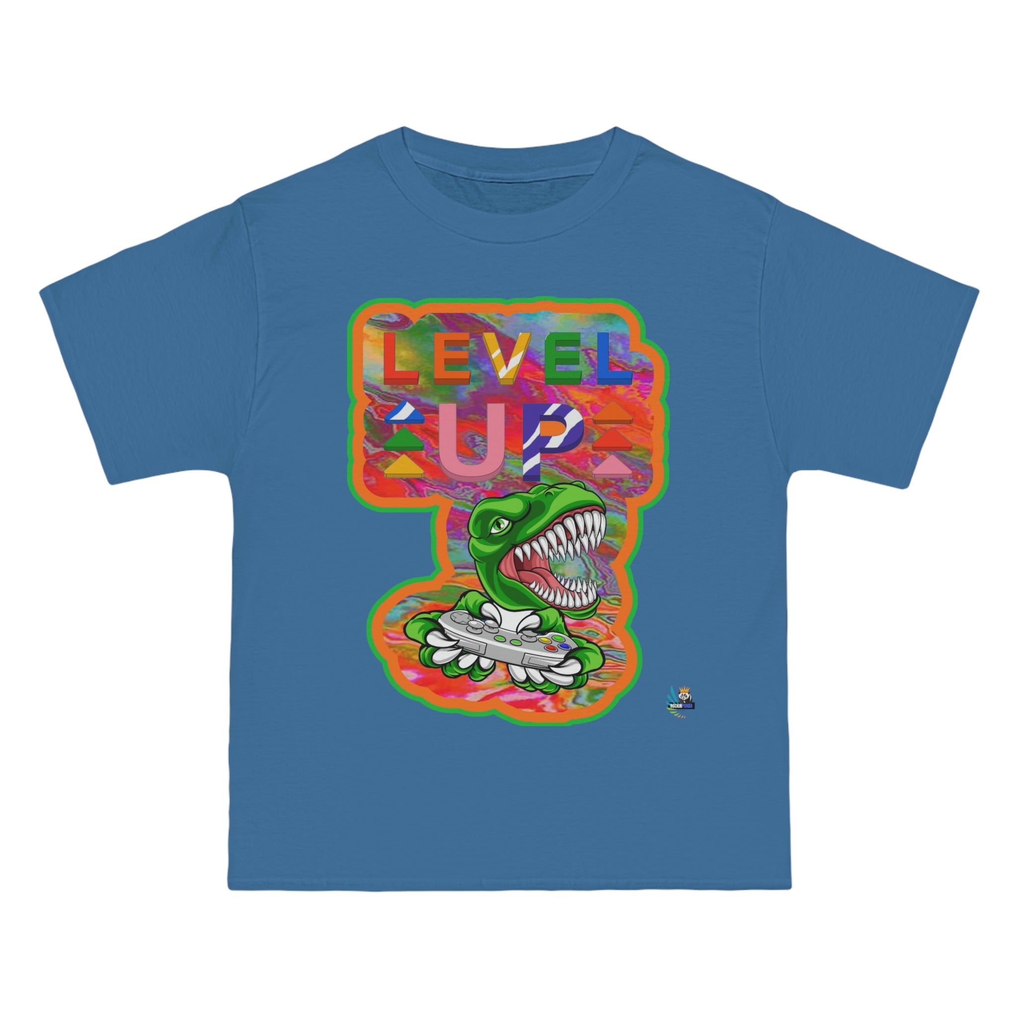 Level Up Dino Gamer Heavyweight Unisex Gaming Tee