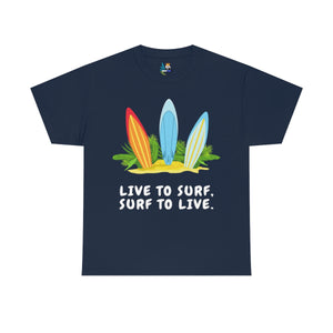 living the dream dinosaur surfer heavyweight tee