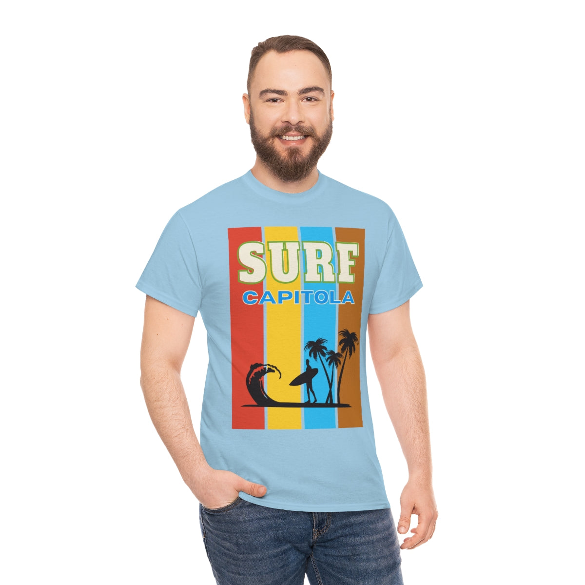 surf capitola rainbow stripe heavyweight tee