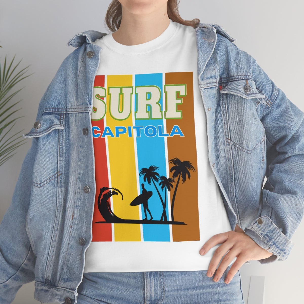 surf capitola rainbow stripe heavyweight tee