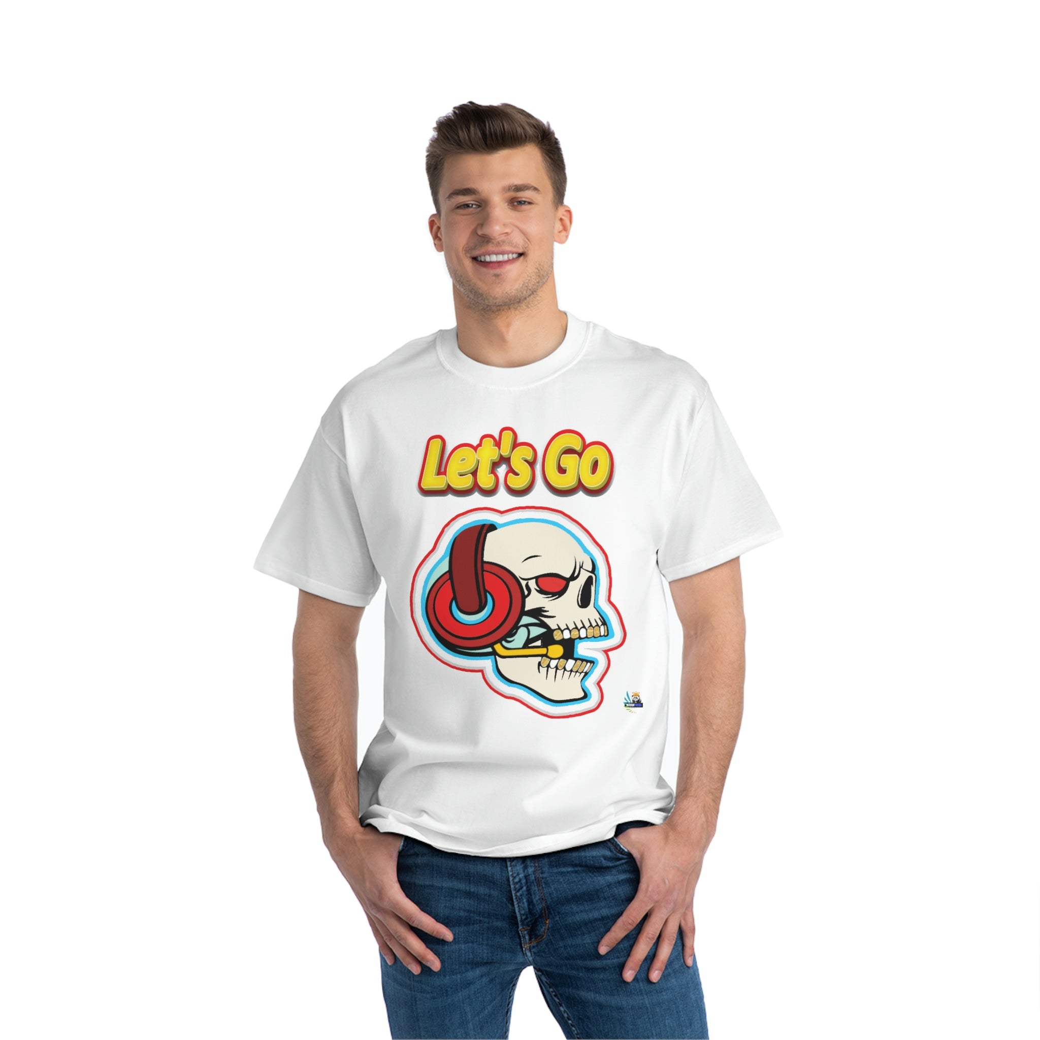 Let's Go Skull Gamer Skull Heavyweight Unisex Gaming Tee