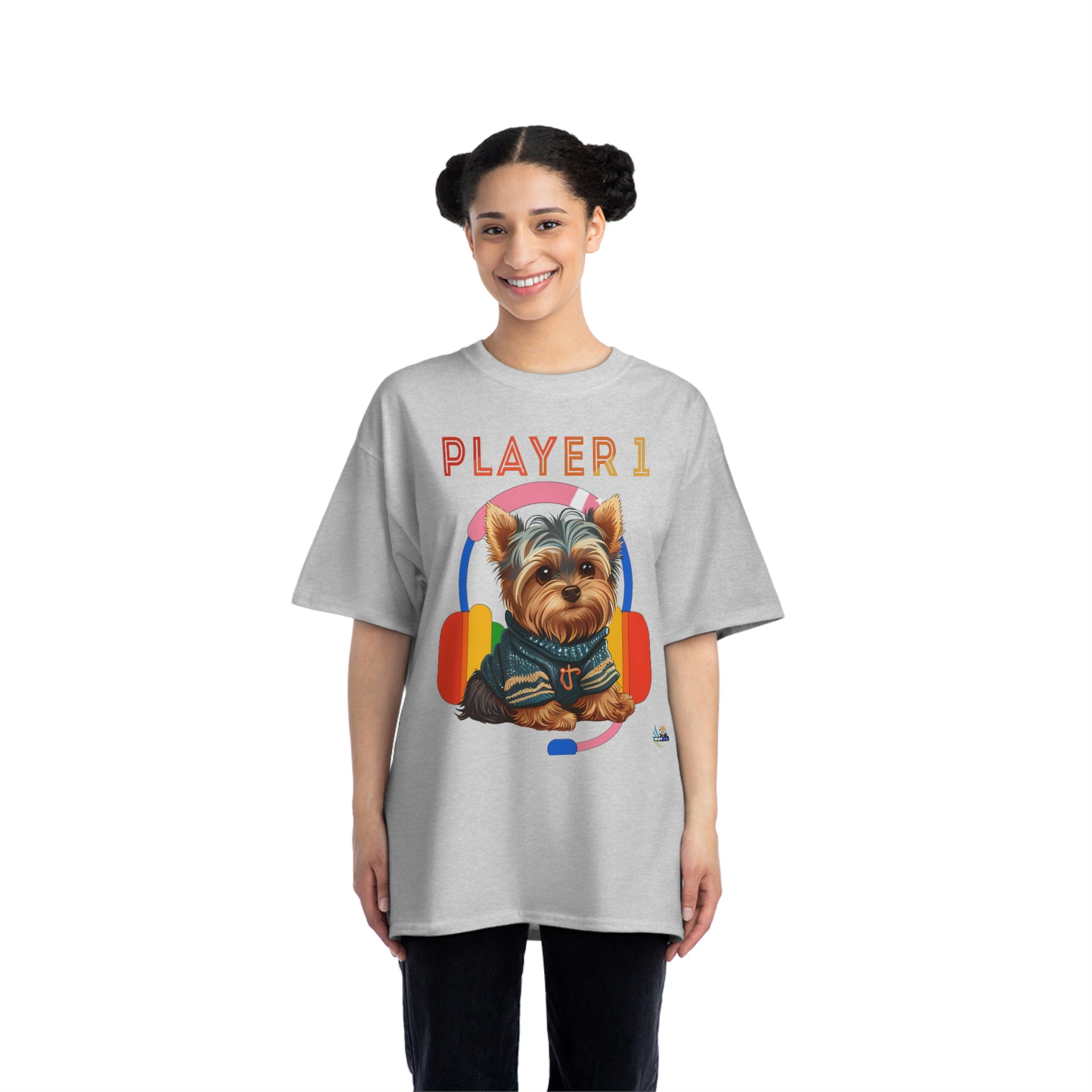 Player 1 Yorkie Heavyweight Unisex Gaming Tee