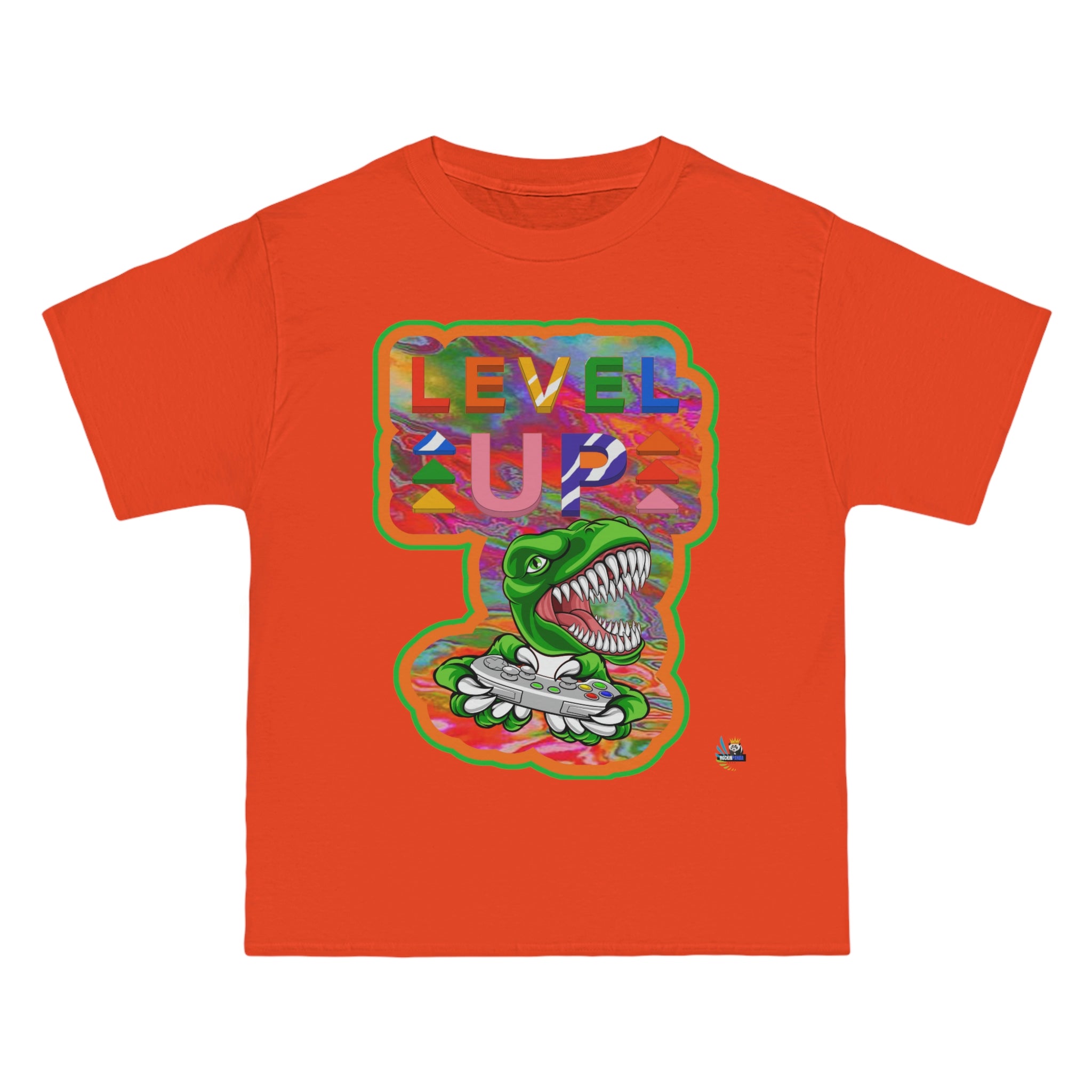 Level Up Dino Gamer Heavyweight Unisex Gaming Tee