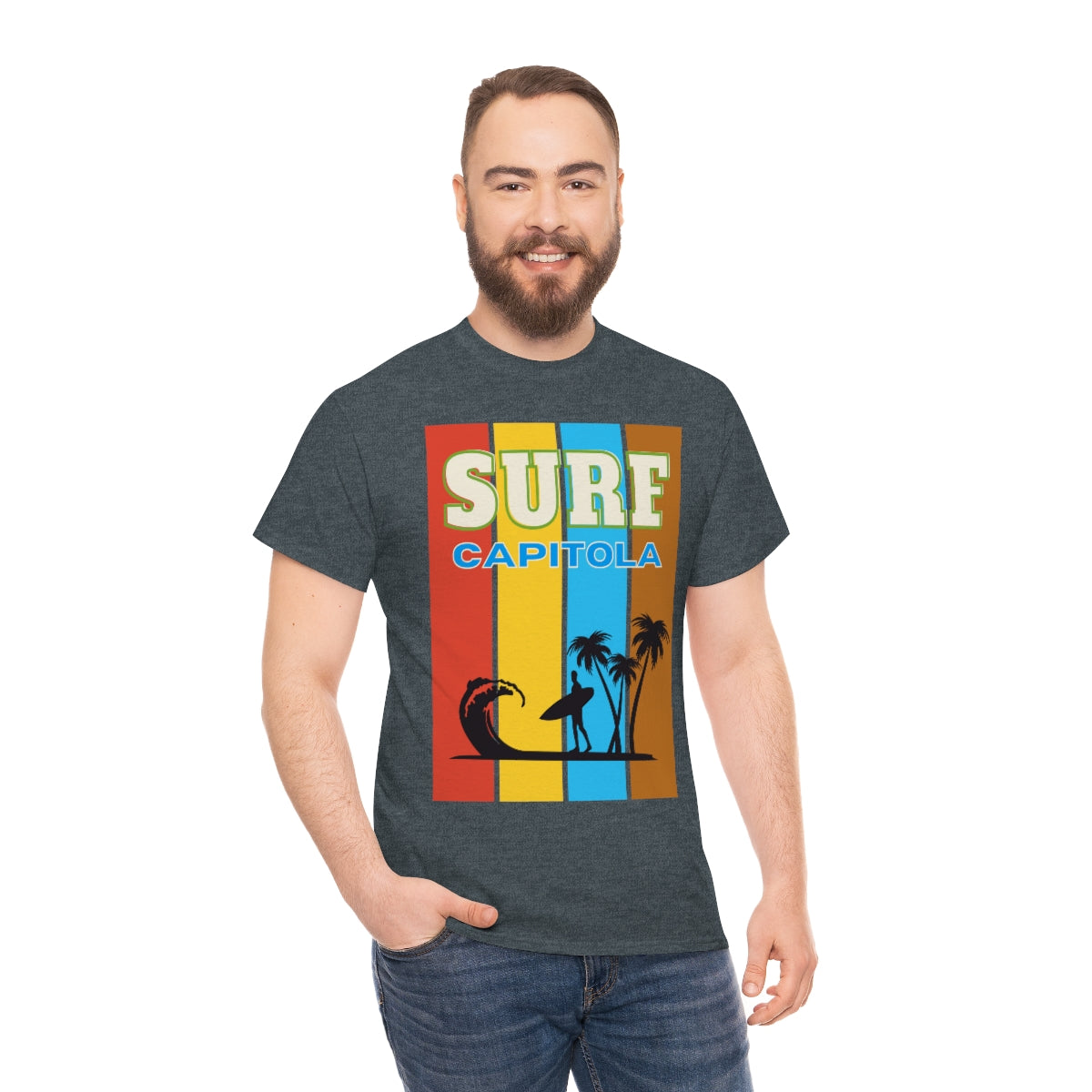 surf capitola rainbow stripe heavyweight tee