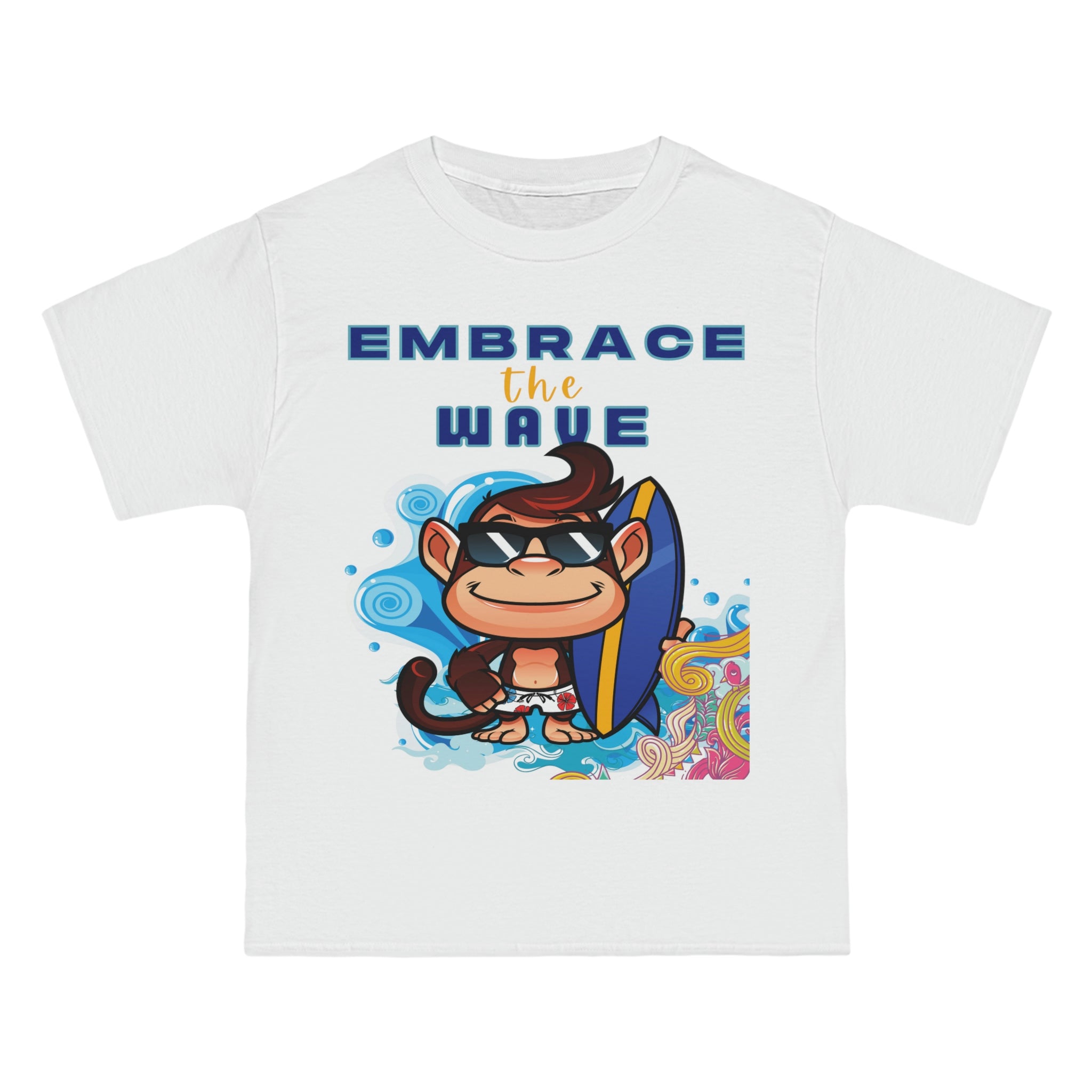 Embrace the Wave Monkey Surfer Heavyweight Tee