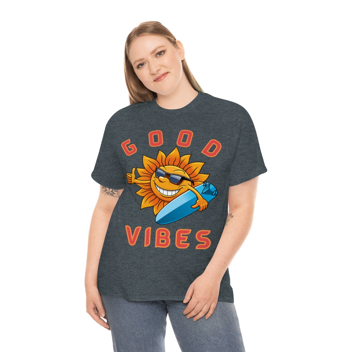 good vibes sunshine surfer heavyweight tee