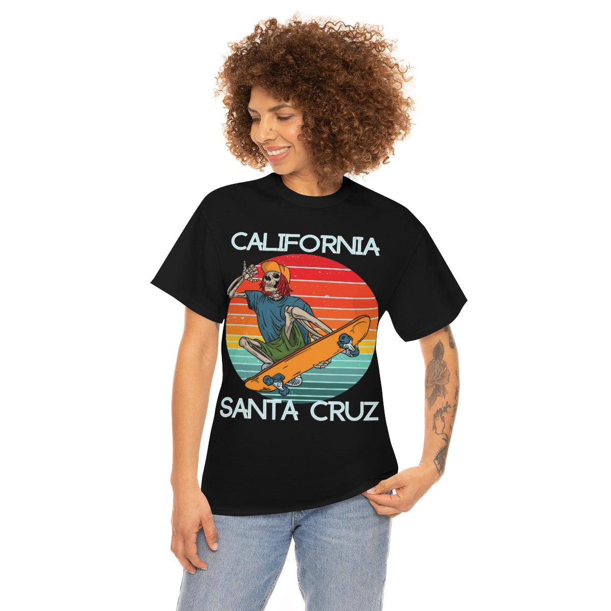 skate santa cruz skeleton snapback heavyweight tee