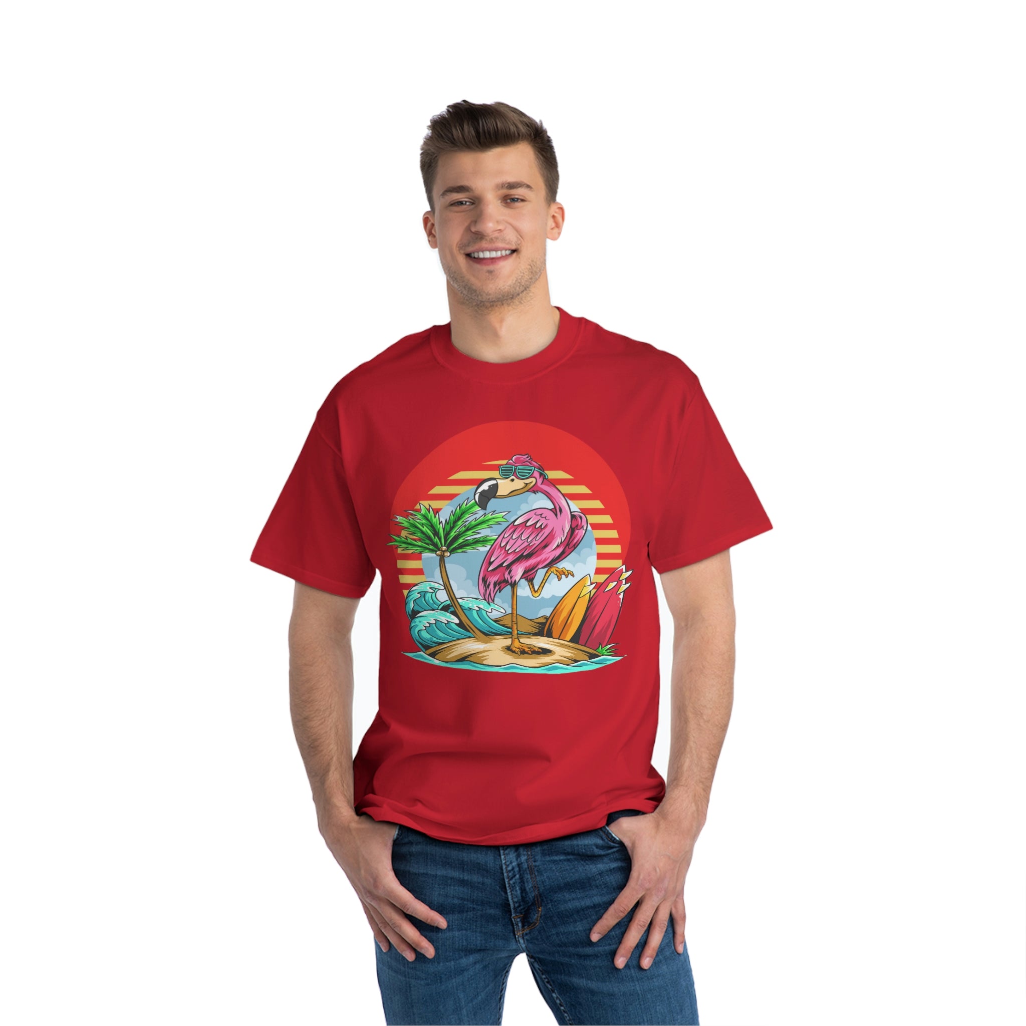 La Vida Flamingo Surfing Heavyweight Tee