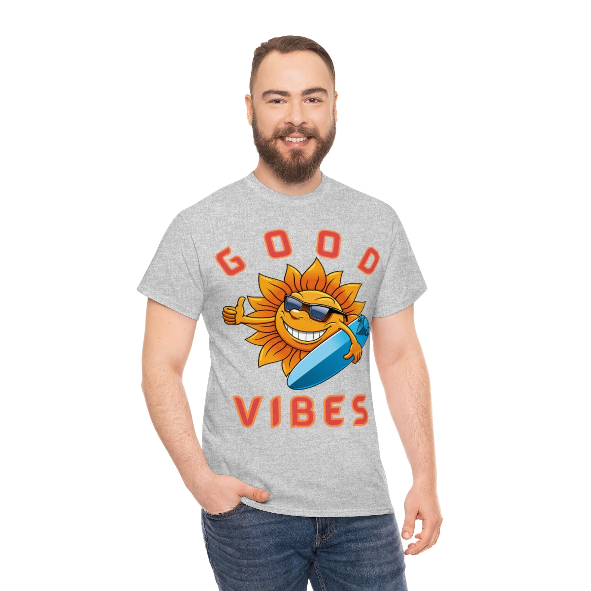 good vibes sunshine surfer heavyweight tee