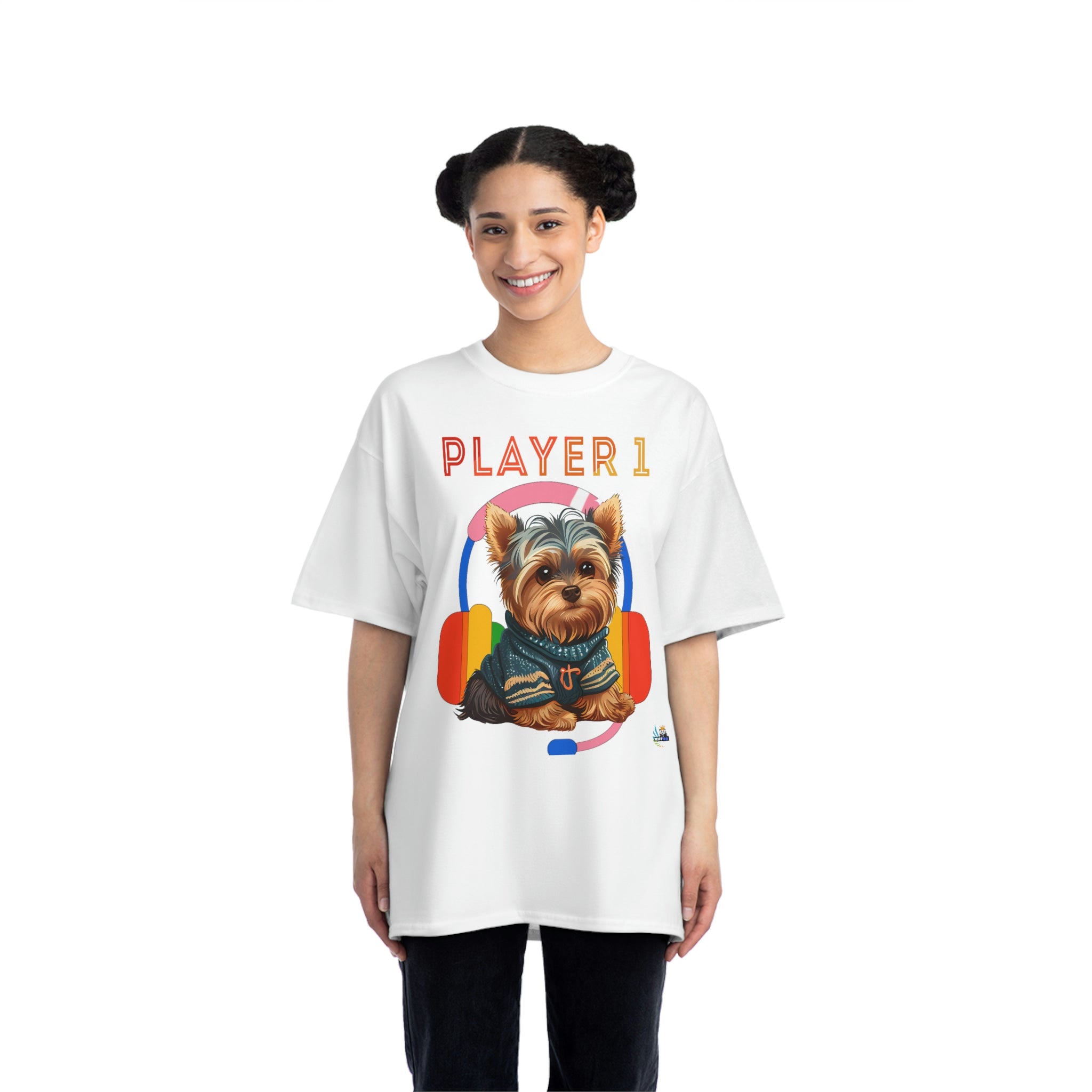 Player 1 Yorkie Heavyweight Unisex Gaming Tee