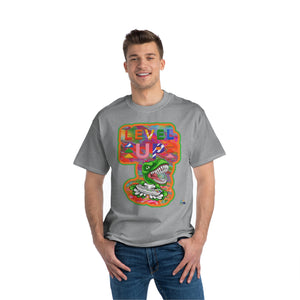 Level Up Dino Gamer Heavyweight Unisex Gaming Tee