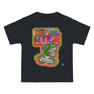 Level Up Dino Gamer Heavyweight Unisex Gaming Tee