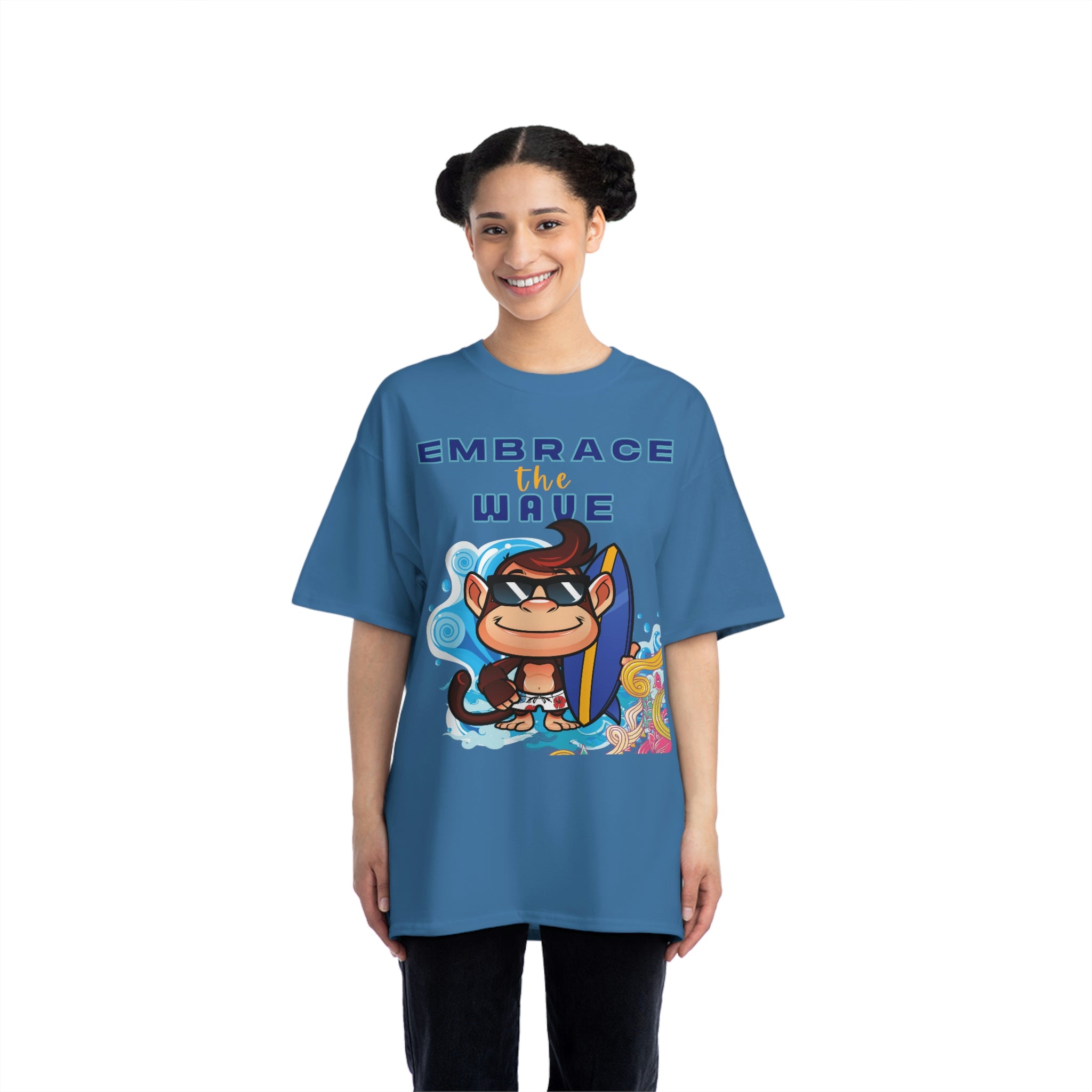 Embrace the Wave Monkey Surfer Heavyweight Tee