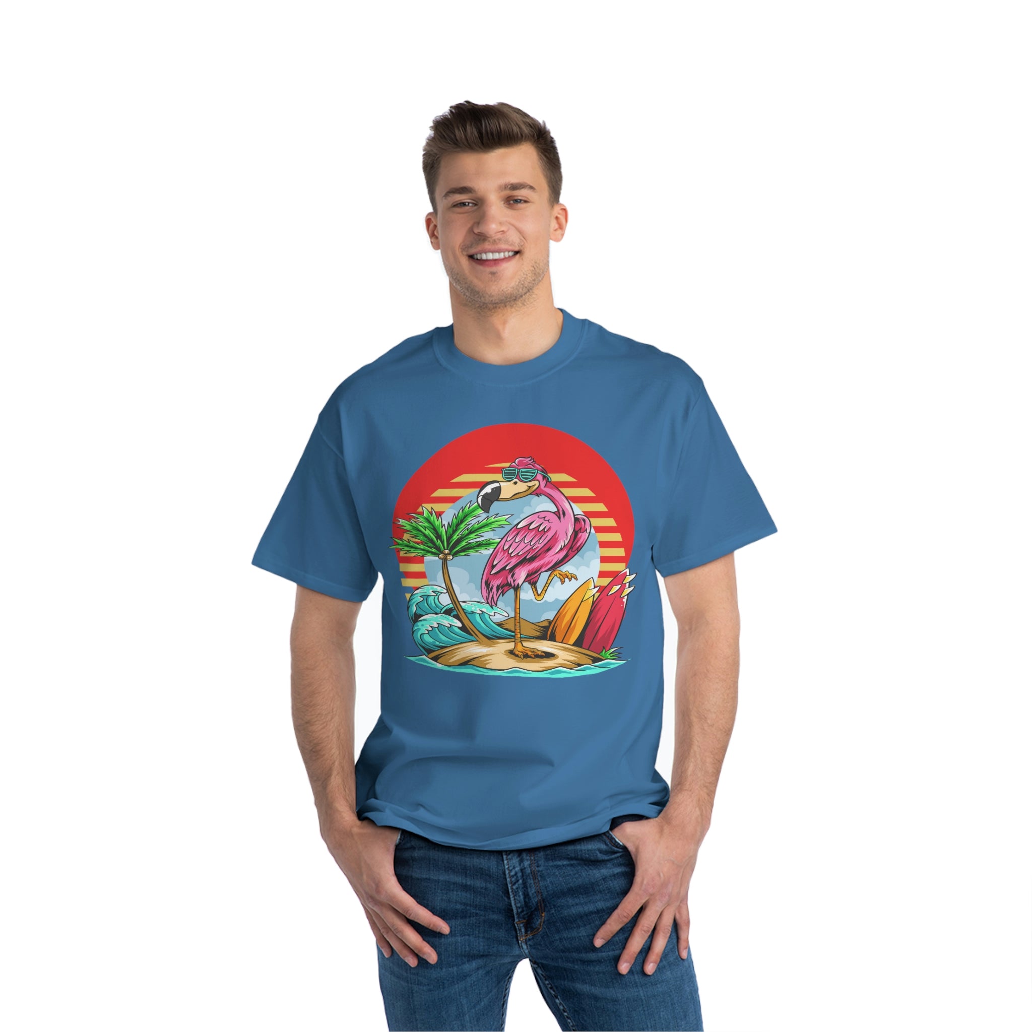 La Vida Flamingo Surfing Heavyweight Tee