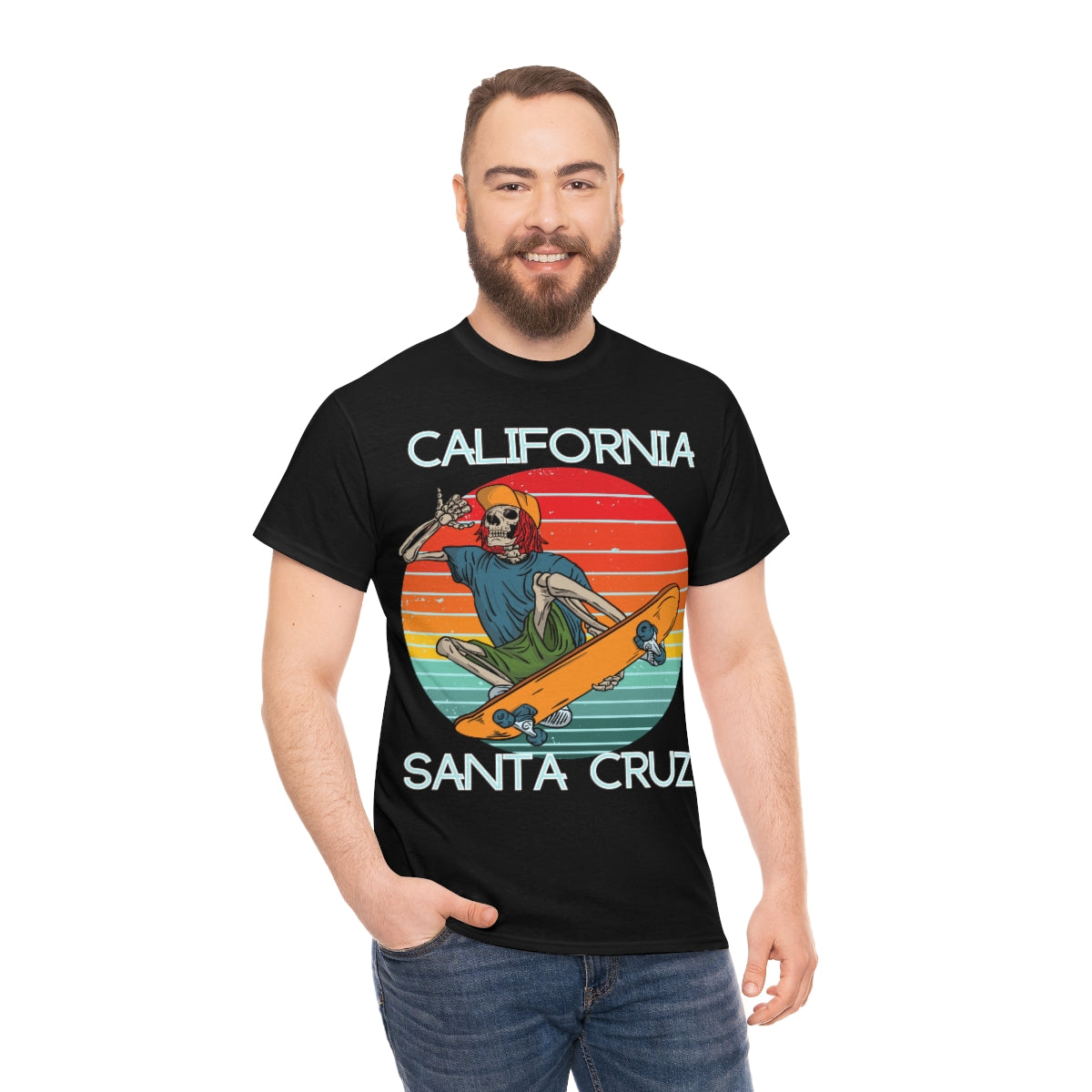 skate santa cruz skeleton snapback heavyweight tee