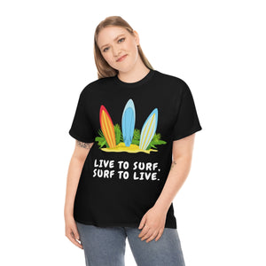 living the dream dinosaur surfer heavyweight tee