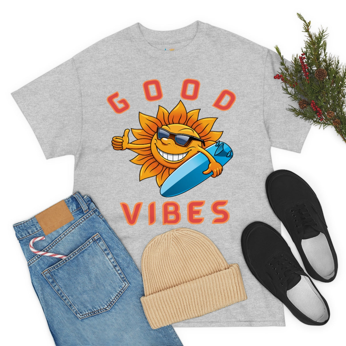 good vibes sunshine surfer heavyweight tee