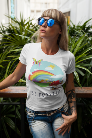 Be Positive Rainbow & Butterfly Softstyle Tee