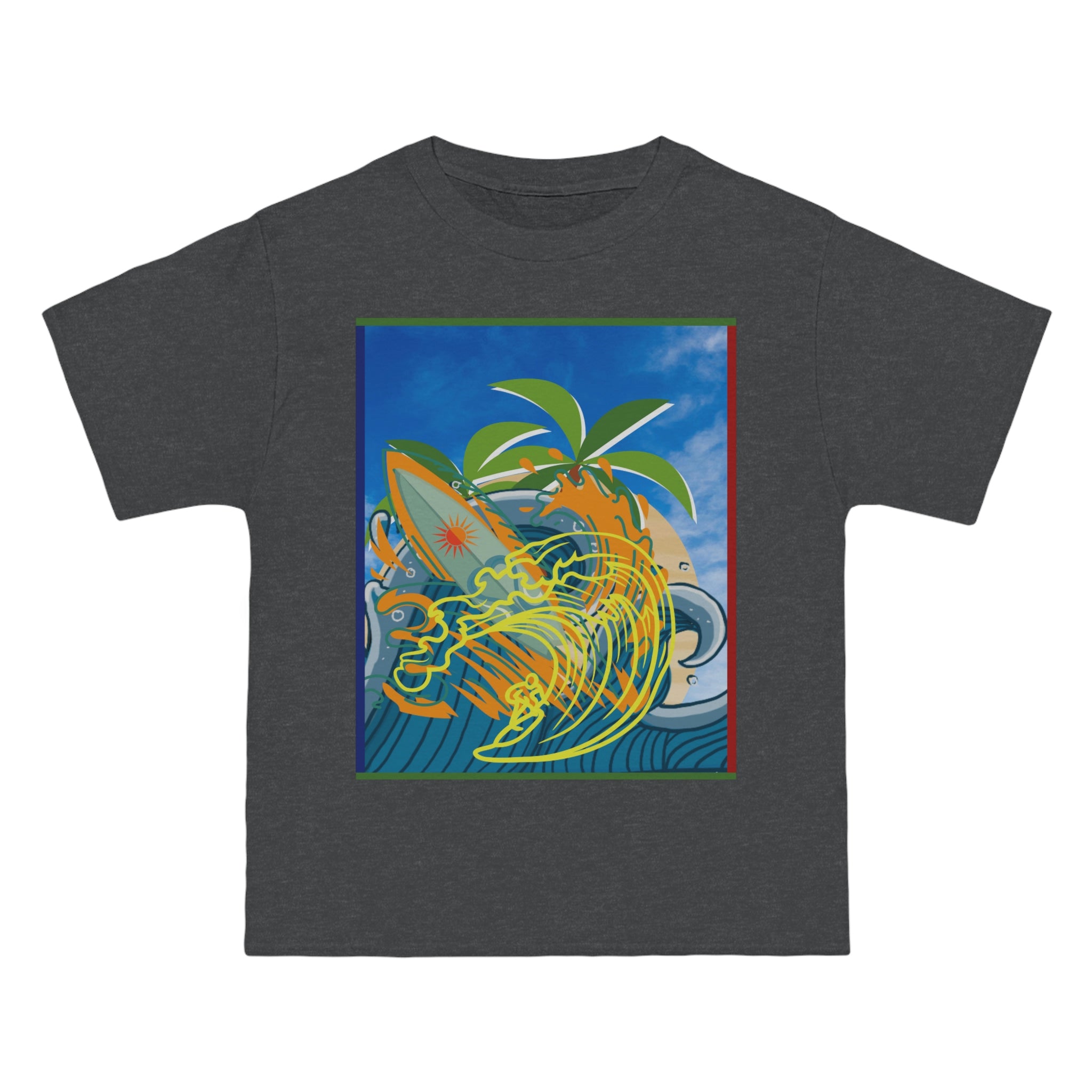 Surfing Interpretive Art Design Skyline Edition Heavyweight Tee